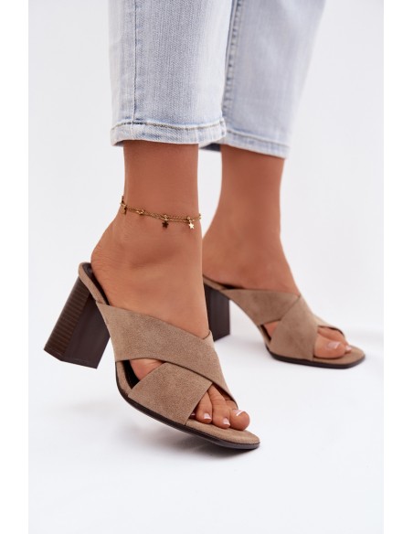 Women's Block Heel Dark Beige Denessa