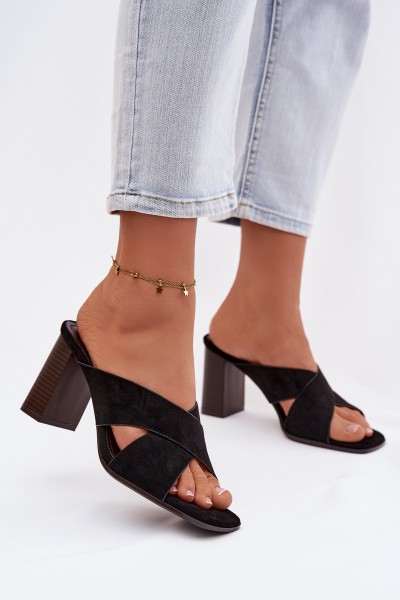 Women's Block Heel Black Sandals Denessa 2