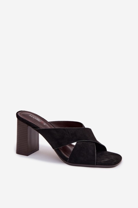 Moteriškos juodos basutės su blokiniu kulnu Denessa