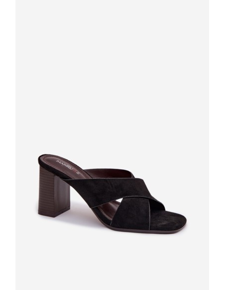 Women's Block Heel Black Sandals Denessa