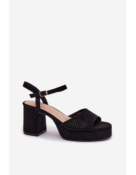 Women's Block Heel Sandals With Eco Suede Black Iserelle