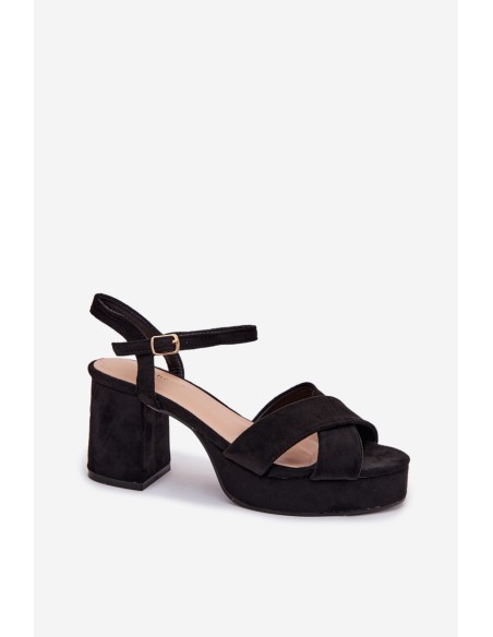 Women's Block Heel Black Sandals Janelia