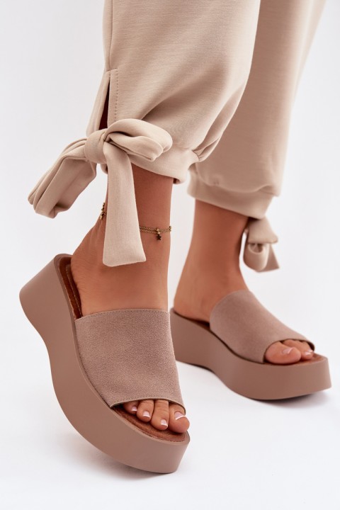 Moteriškos platforminės basutės tamsiai smėlio spalvos Liorisse