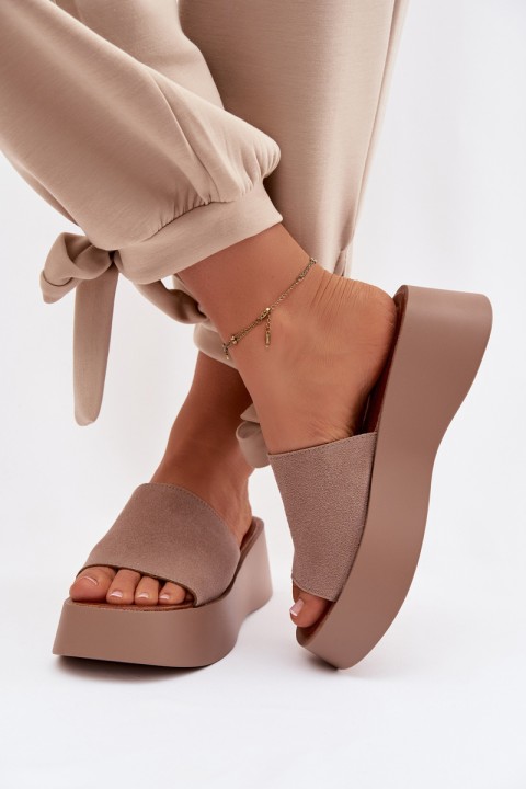 Moteriškos platforminės basutės tamsiai smėlio spalvos Liorisse