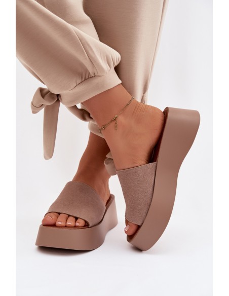 Moteriškos platforminės basutės tamsiai smėlio spalvos Liorisse