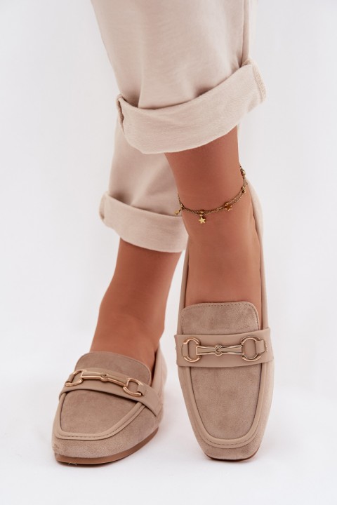 Moteriški mokasinai su dekoracijomis smėlio spalvos „Palerina“