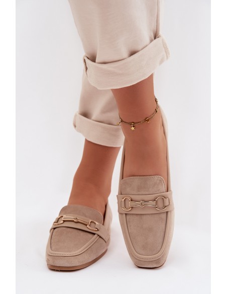 Moteriški mokasinai su dekoracijomis smėlio spalvos „Palerina“