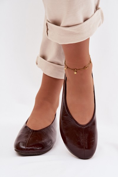 Lacquered Eco Leather Ballerinas Chocolate Selanora
