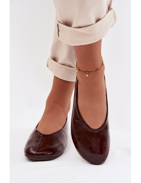 Lacquered Eco Leather Ballerinas Chocolate Selanora