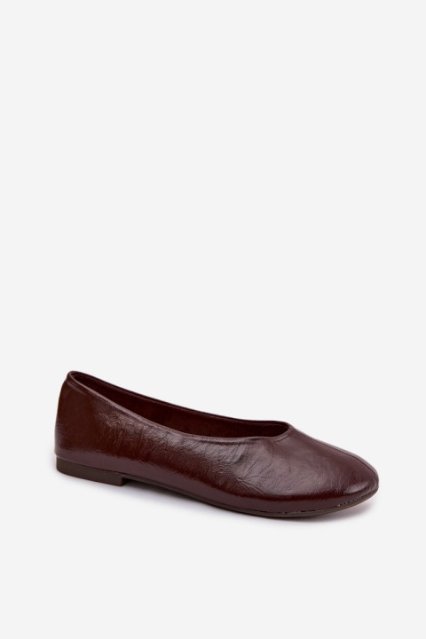 Lacquered Eco Leather Ballerinas Chocolate Selanora