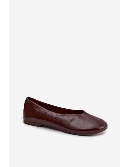 Lacquered Eco Leather Ballerinas Chocolate Selanora