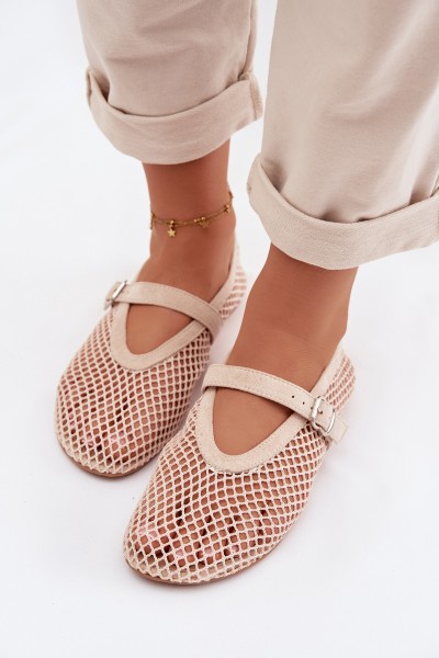 Mesh Ballerinas With Strap Light Beige Pherina