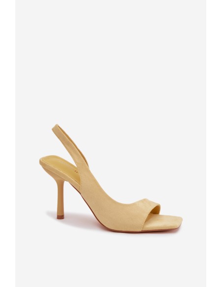 Women's High Heel Sandals Made of Eco Suede Yellow Calvoria