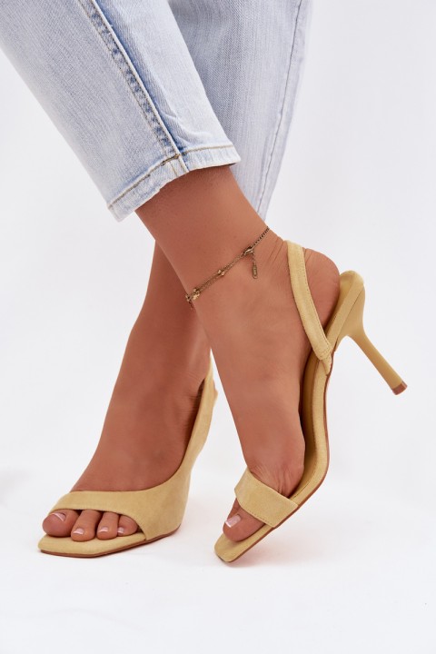 Women's High Heel Sandals Made of Eco Suede Yellow Calvoria