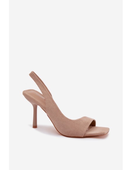 Moteriškos aukštakulnės basutės su ekologiška zomša smėlio spalvos Calvoria