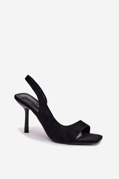 Women's High Heel Sandals Made of Eco Suede Black Calvoria 2