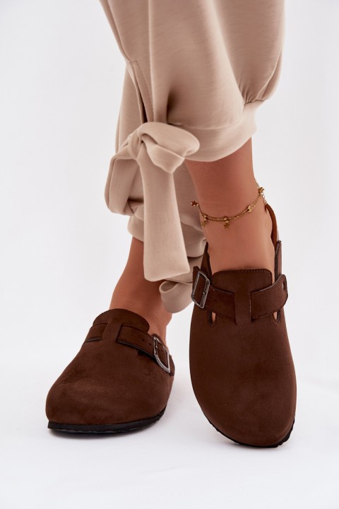 Moteriškos „Chodaki“ šlepetės su sagtimi šokolado spalvos „Delirisse“