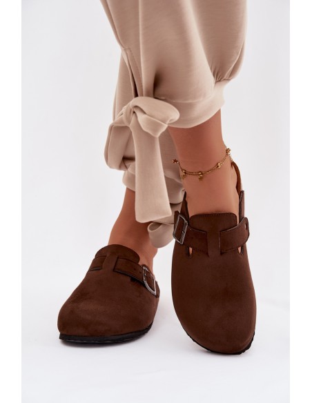 Women's Chodaki Slides With Buckle Chocolate Delirisse