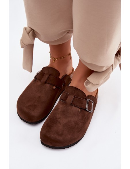 Moteriškos „Chodaki“ šlepetės su sagtimi šokolado spalvos „Delirisse“