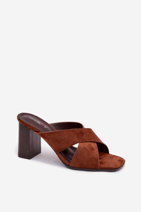 Women's Block Heel Brown Sandals Denessa