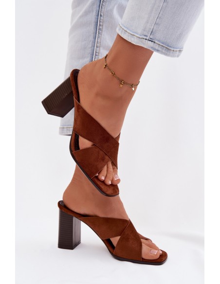 Women's Block Heel Brown Sandals Denessa