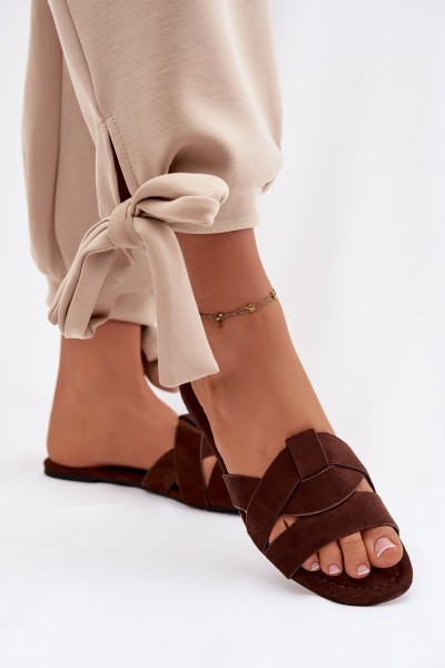 Women's Flat Strappy Chocolate Pavelle Slides