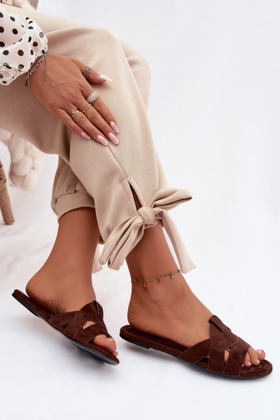 Women's Flat Strappy Chocolate Pavelle Slides 2