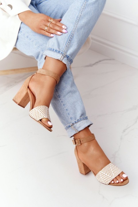 Sandals With Braided Upper On A Bar Light Brown Honeymoon