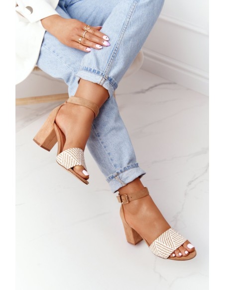 Sandals With Braided Upper On A Bar Light Brown Honeymoon