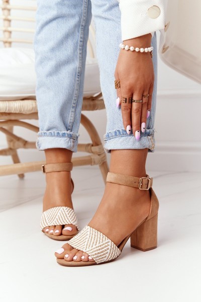 Sandals With Braided Upper On A Bar Light Brown Honeymoon 2