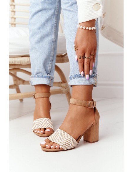 Sandals With Braided Upper On A Bar Light Brown Honeymoon