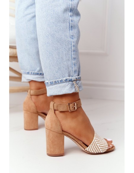 Sandals With Braided Upper On A Bar Light Brown Honeymoon