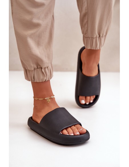 Women's Lightweight Foam Slippers On Thick Sole Black Querceria