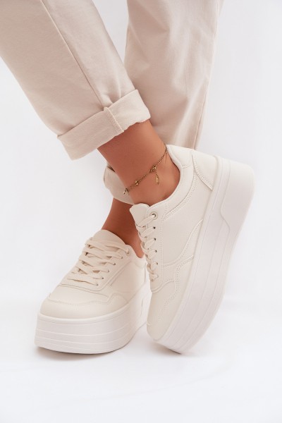 Women's Sneakers With Chunky Platform Light Beige Feressa