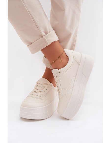Women's Sneakers With Chunky Platform Light Beige Feressa