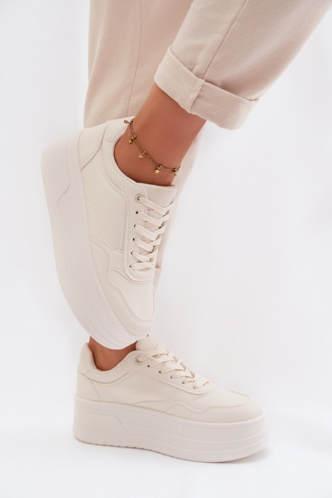 Women's Sneakers With Chunky Platform Light Beige Feressa