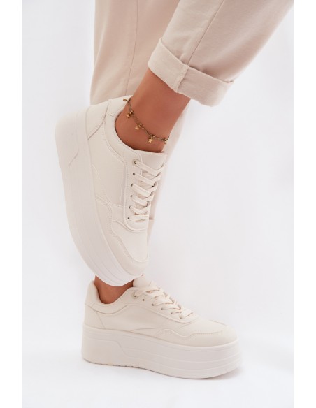 Women's Sneakers With Chunky Platform Light Beige Feressa