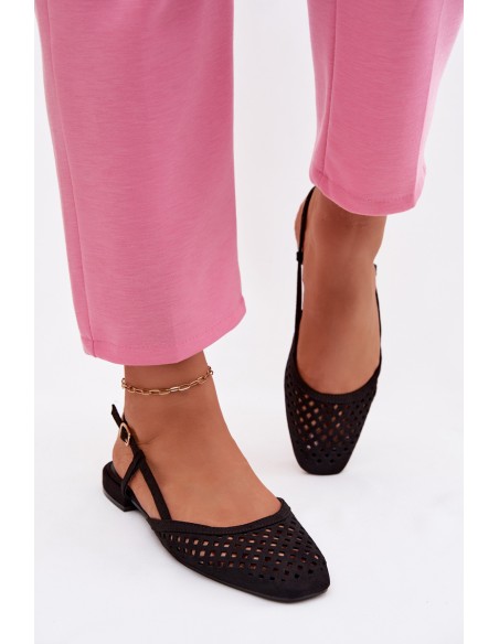 Breathable Eco Suede Black Ballerinas Farivelle