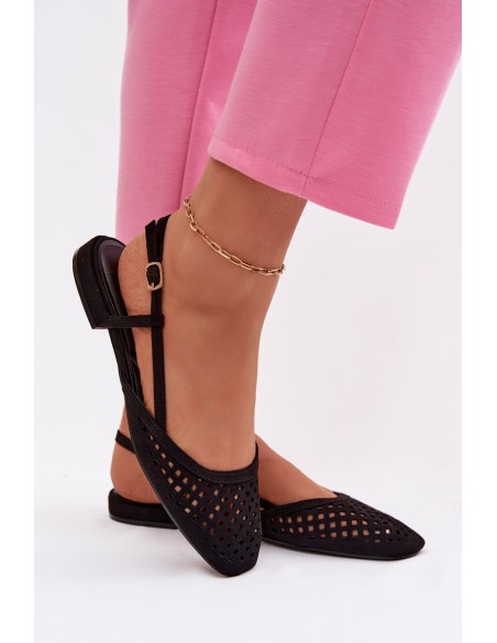 Breathable Eco Suede Black Ballerinas Farivelle