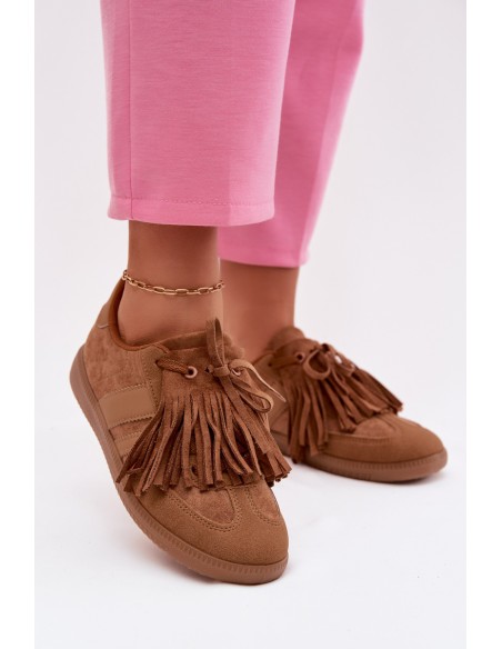 Women's Sneakers With Fringes Camel Dorivelle