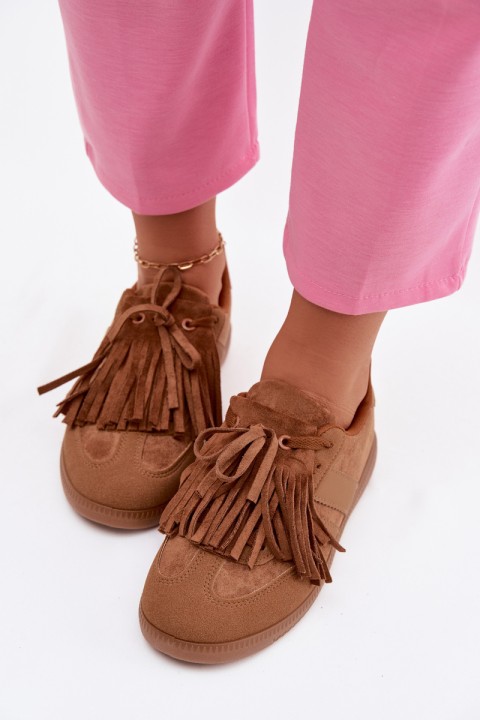 Women's Sneakers With Fringes Camel Dorivelle