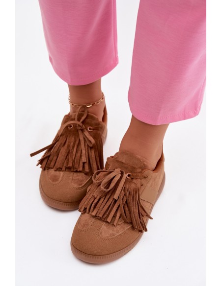 Women's Sneakers With Fringes Camel Dorivelle