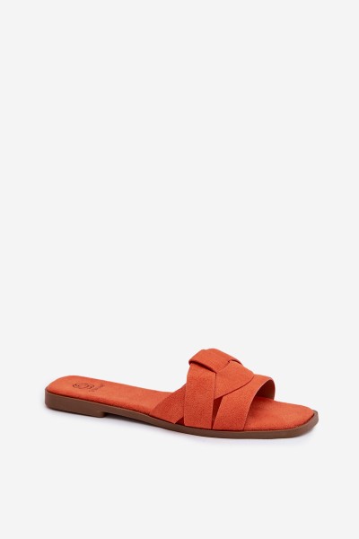 Women's Flat Strappy Eco Suede Orange Florane Sandals 2