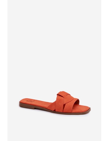 Women's Flat Strappy Eco Suede Orange Florane Sandals