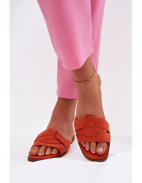 Women's Flat Strappy Eco Suede Orange Florane Sandals