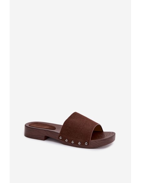 Women's Flat Buckle Sandals Chocolate Amelvessa