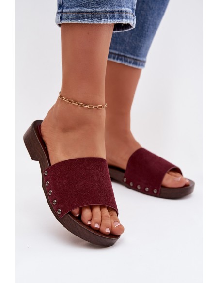 Women's Flat Buckle Sandals Bordeaux Amelvessa