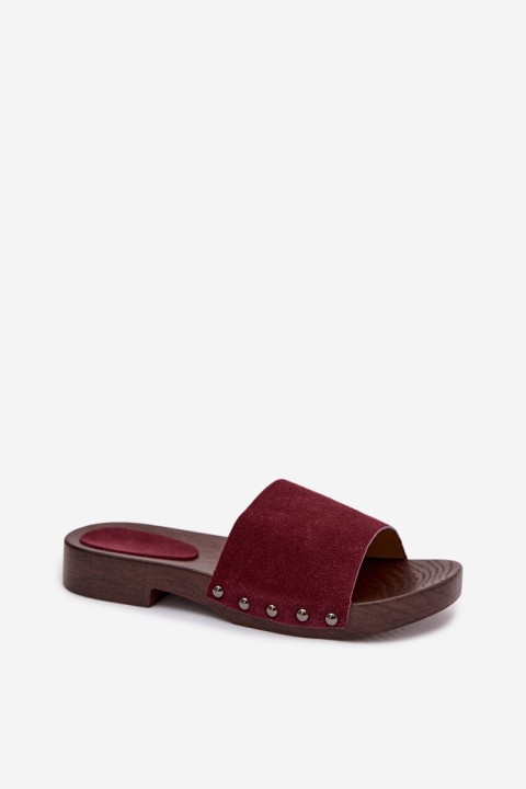Women's Flat Buckle Sandals Bordeaux Amelvessa
