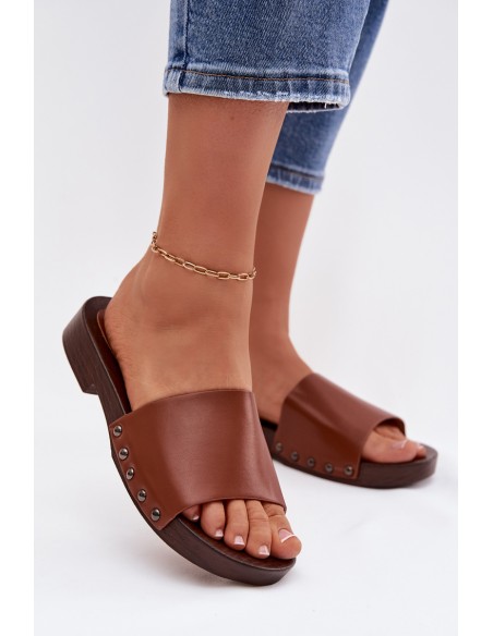 Women's Flat Buckle Sandals Camel Brinalle