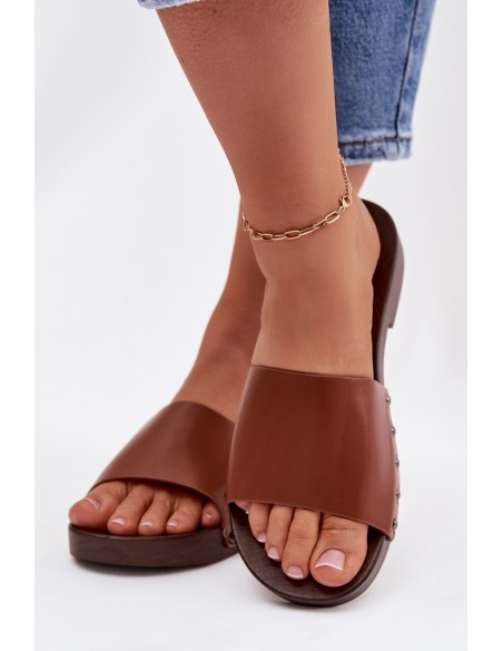 Women's Flat Buckle Sandals Camel Brinalle